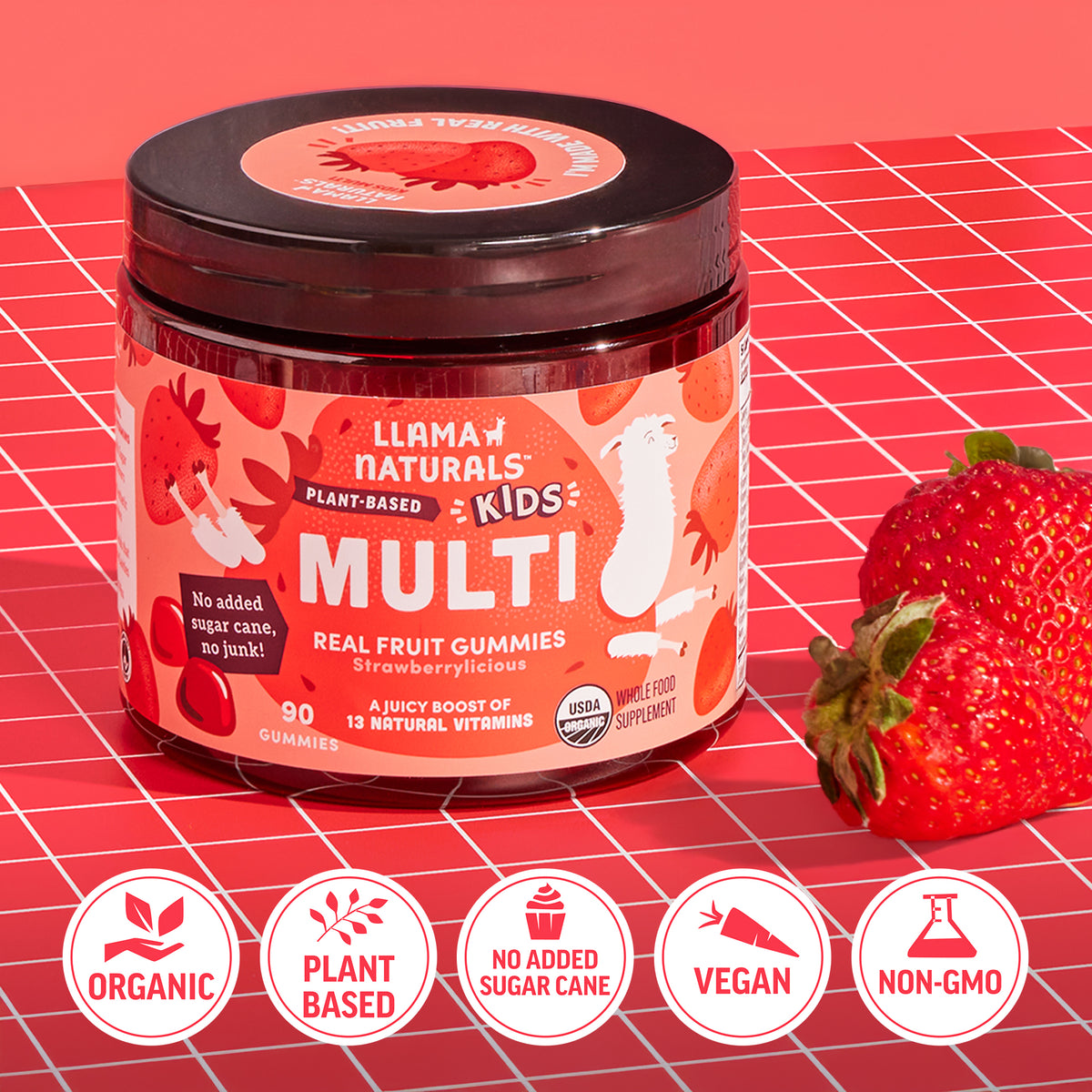 Kids Whole Food Multivitamin Gummies, Strawberry (90 ct)