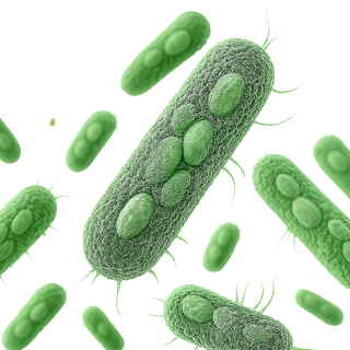 Green bacteria cells on a white background