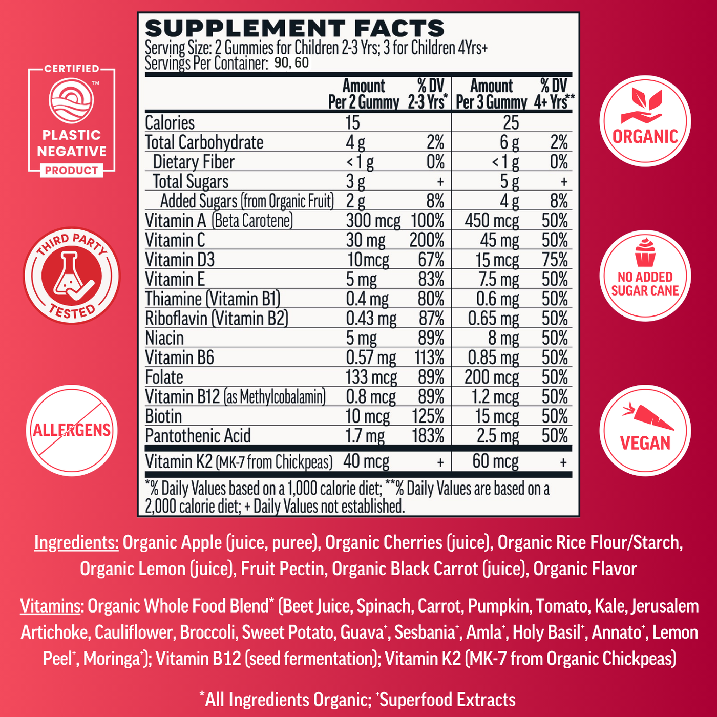 Kids Whole Food Multivitamin Gummies, Cherry (180 ct)