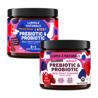 Family Gut Support Bundle – Kids + Adult Pre & Probiotic Gummies – Mixed Berry
