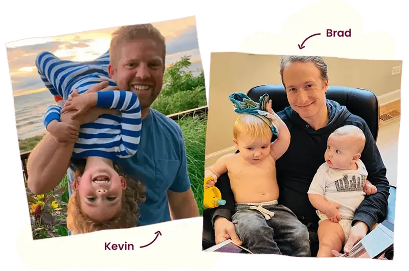 Co-founders Kevin Brown and Brad Baum with their children